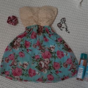 Rue21 strapless bow back floral print dress